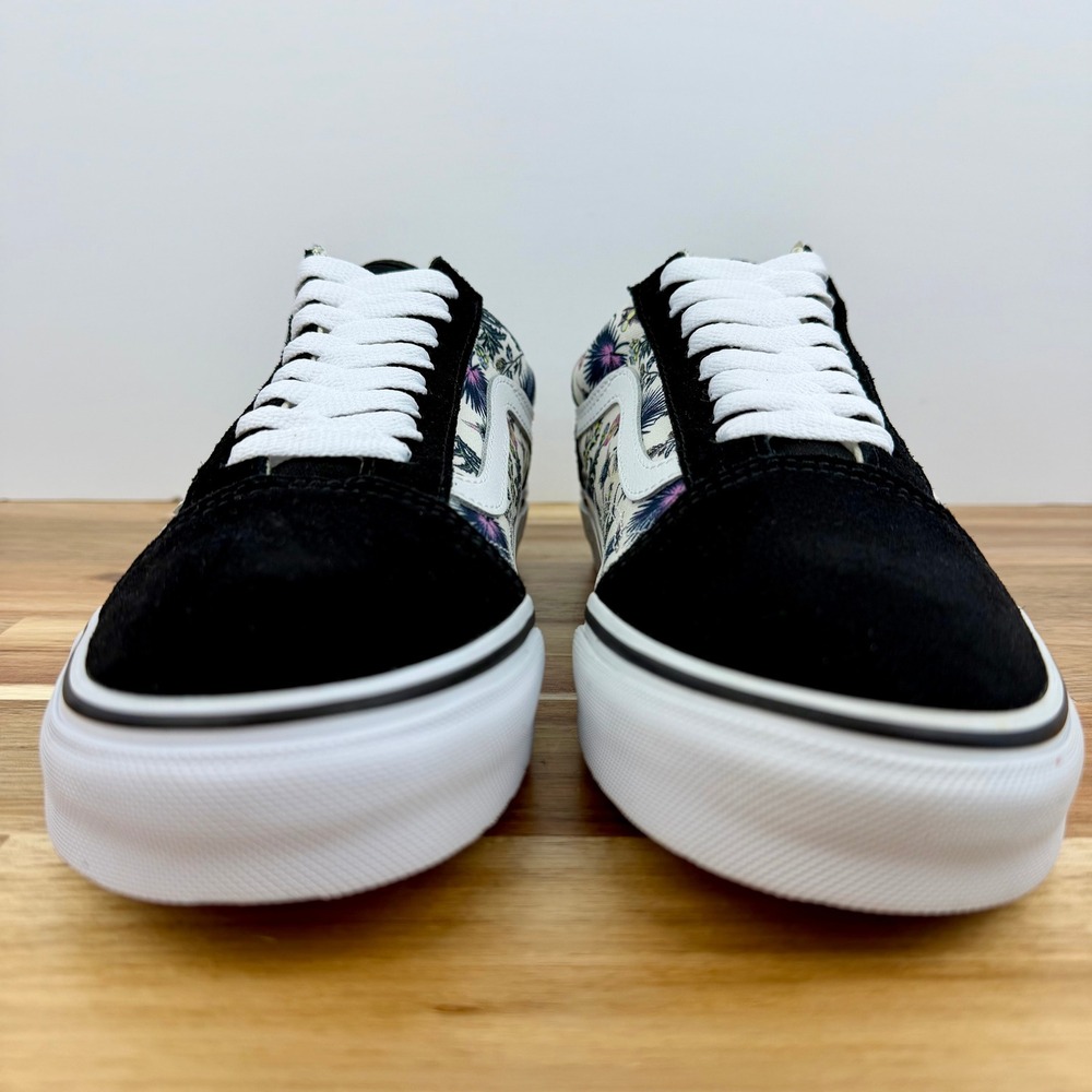 Vans Old Skool Floral Thistle Black Suede Canvas Sneakers Womens 8.5 - Picture 2 of 8